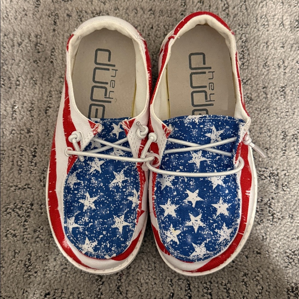 Youth Kids Hey Dude Wendy Star Spangled Shoes Size 11